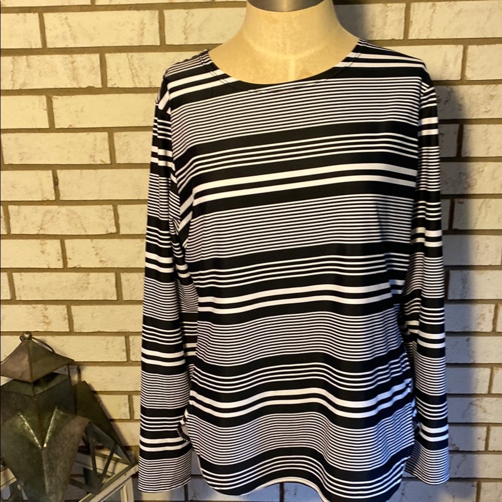 Dry Fit White and Navy Long Sleeve T-Shirt